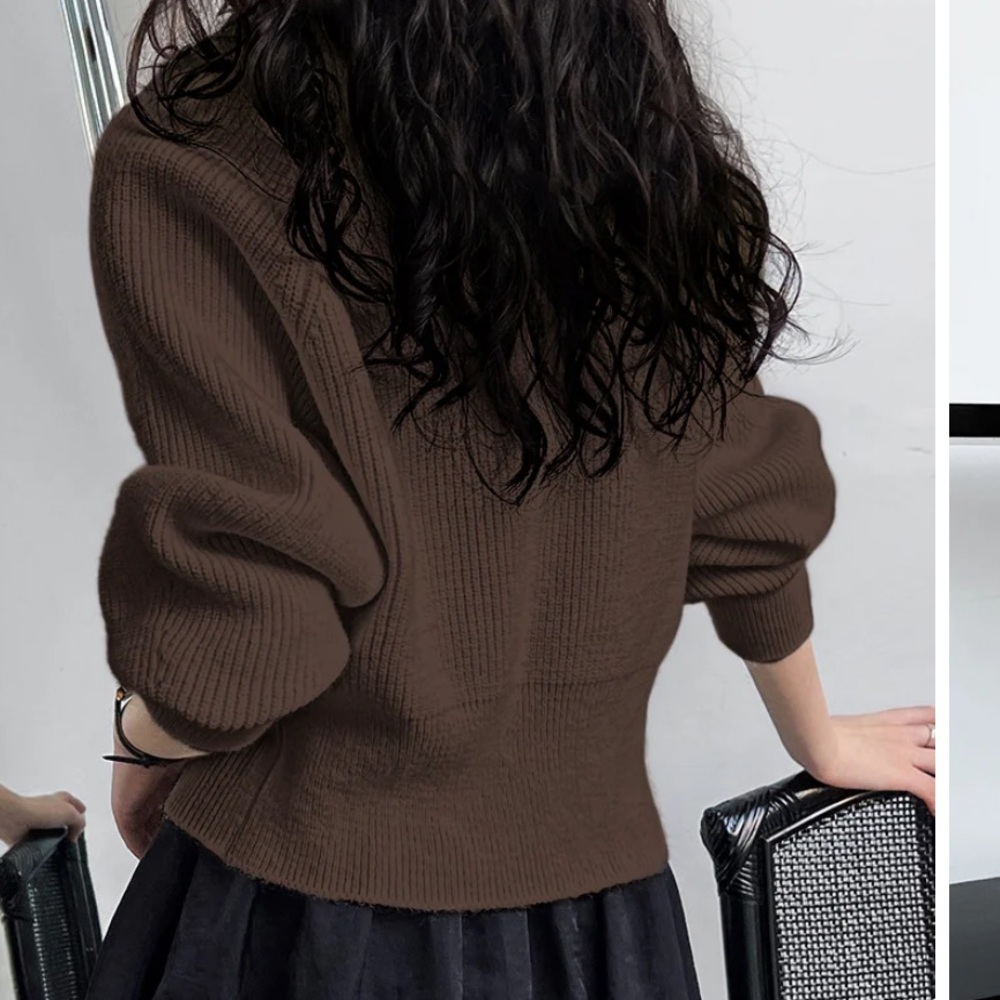 Commense Patchwork V-neck Button Sweater NWT - image 2